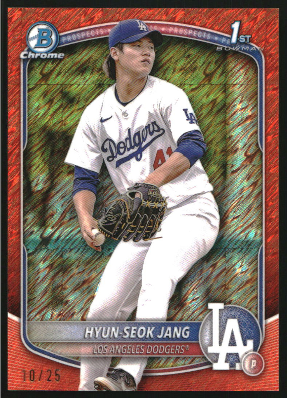 2025 HYUN-SEOK JANG 1st Bowman Chrome Orange Shimmer Refractor #/25 LA Dodgers