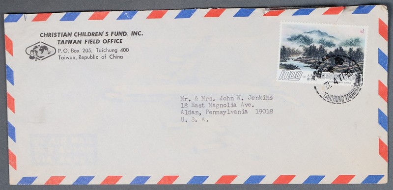 Mayfairstamps China 1977 Taiwan ROC Christian Children's Fund to Aldan PA cover