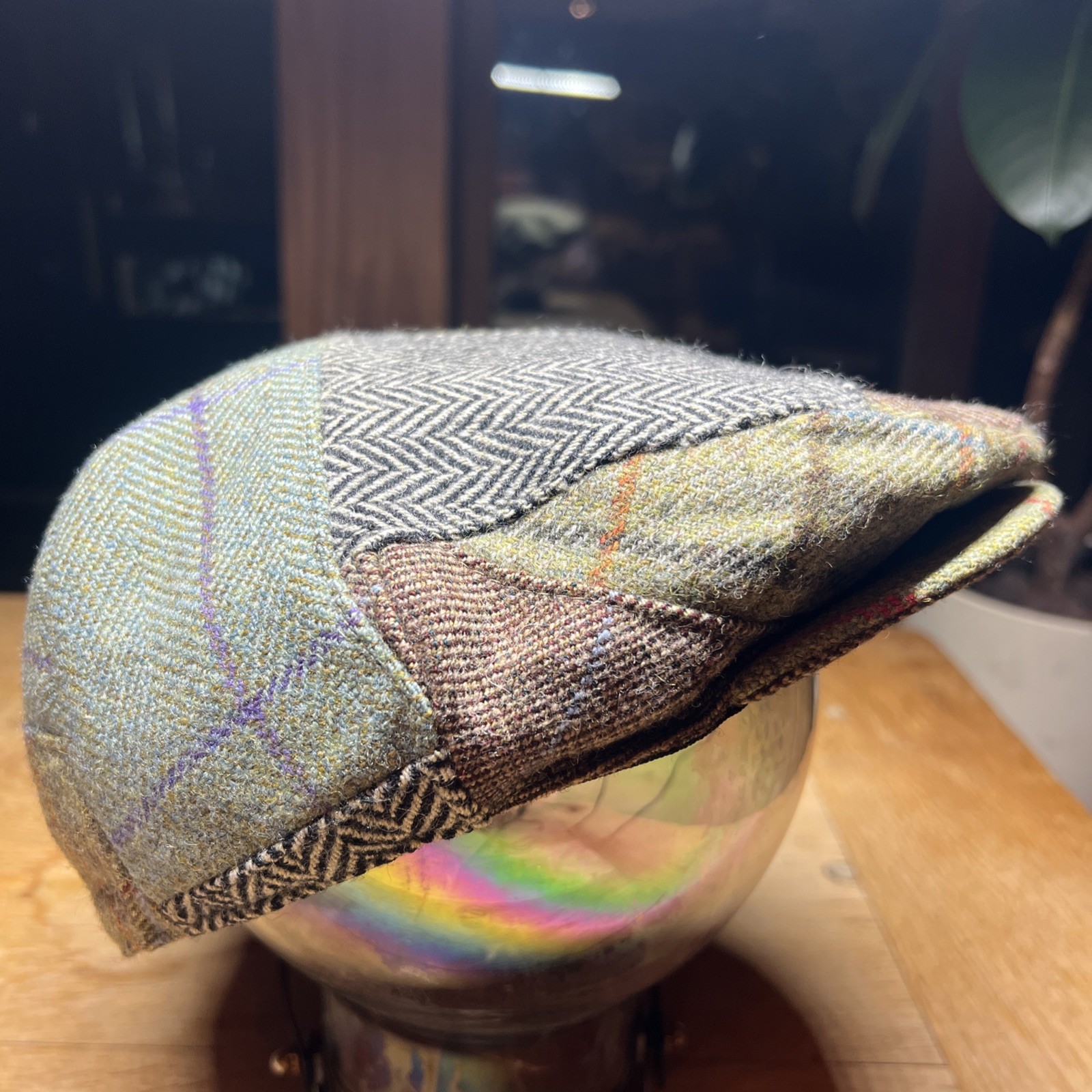 Rare Hackett Mixed Patchwork Tweed Cap/Horse & Ho… - image 4