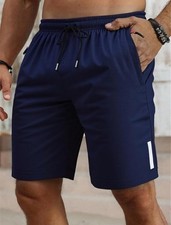 Men's Navy Blue Polyester light weight Shorts, Drawstring, Side Pockets, Size L