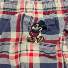Disney Parks Mickey Mouse Plaid Pajama Pants Mens Large Red Blue White Cotton
