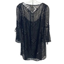 Laundry by Shelli Segal Black Lace Bell Sleeve Dress Boho Whimsigoth - Size 8