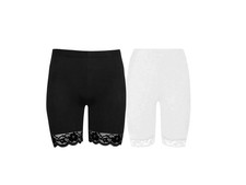 WOMENS LACE TRIM CYCLING SHORTS LADIES ACTIVE SUMMER HOT PANTS GYM FITNESS YOGA