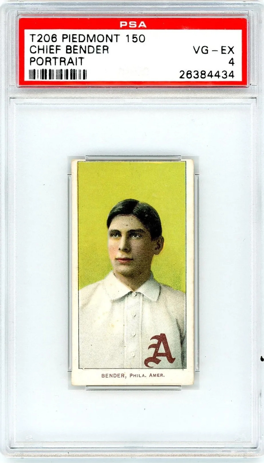 1909-11 T206 Piedmont 150 Chief Bender Portrait PSA 4