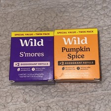 Lot Of 2 Twin Pack Wild Cosmetics Deodorant Refills - S  mores  Pumpkin Spice