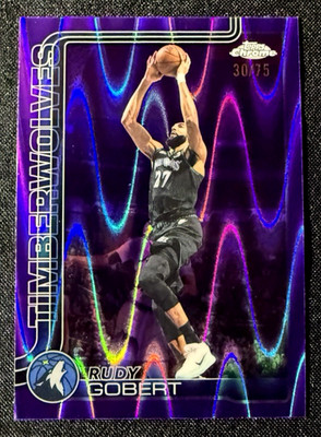 2025-26 Topps Chrome Update Purple RayWave /75 #55 - Rudy Gobert