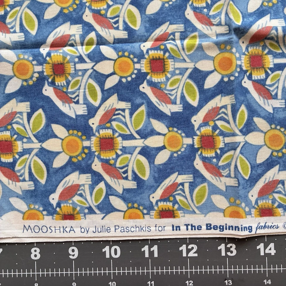 1/2 yarda - Mooshka de Julie Paschkis para In the Beginning Doves Birds 19"X44" Foto 3 de 4