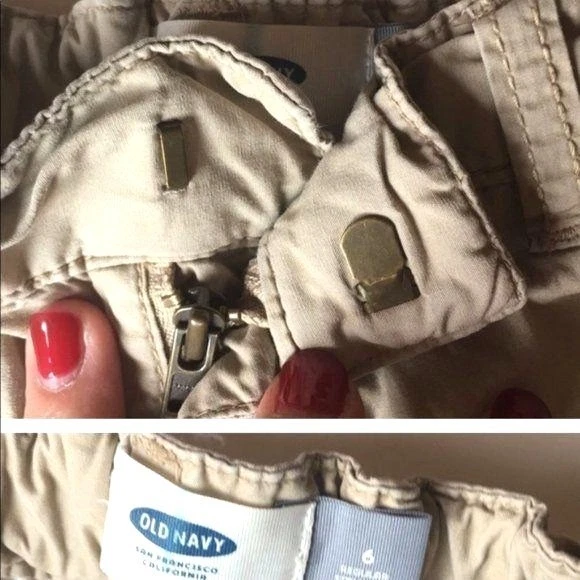 Old Navy Beige Bermuda Shorts Adjustable Waist Cotton Shorts Size Boys 6 - Image 4 of 4