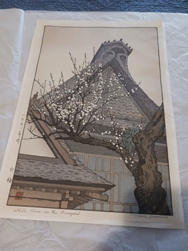 Toshi Yoshida Wood Block Print White Plum In The Farmyard.15 3/4x10 3/4. GUC. - 第 9/13 張圖片