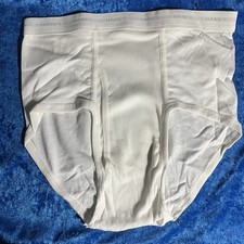 Vintage Hanes Mens White Cotton Briefs Underwear Size 36