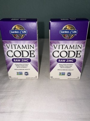 Garden Of Life Vitamin Code Raw Zinc Lot Of 2 Bottles 120 Capsules Total E 10/28