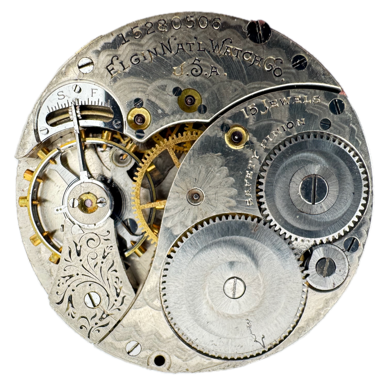 Antique 1911 Elgin 15j Hunter Pocket Watch Movement 12s 314 USA Mechanical