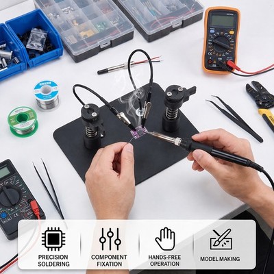 Soldering Aid 6mm Adjustable Opening Flexible PCB Holder Magnetic Clamp & Base