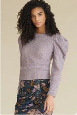 Veronica Beard Novah puff sleeve lace knit sweater Lilac XS