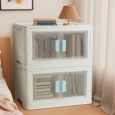 2 Stück Aufbewahrungsbox Stapelbox Schrank Aufbewahrungsschrank Mit Türen Rädern