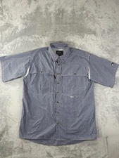 Drake Shirt Mens Small Blue Plaid Short Sleeve Vented Button Up