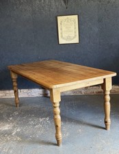 Pine Dining Table Vintage Farmhouse Kitchen Seats 6-8 183cm x 90cm Legs Unscrew