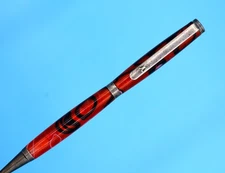 Antique Silver Finish Pen – Legendary Executive Writing Instrument Red Swirls