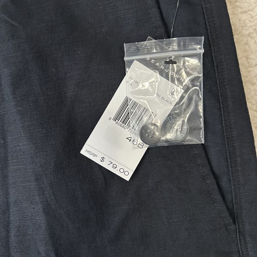 Sean John Cargo Shorts Mens 46 Black Linen Blend Relaxed Fit Summer New Tags - Picture 4 of 7