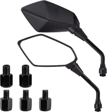 CICMOD Motorcycle Rear View Side Mirrors with M8 M10 Threaded Bolts for Black 