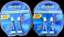 2 TWIN PACKS Abreva Docosanol 10% Cream 2g .07oz Tubes Cold Sore Treatment 08/27