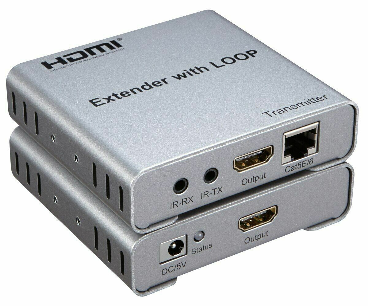 Receptor transmisor Ethernet Lan 1080P 50M HDMI Extender Loop OUT IR CAT6 RJ45