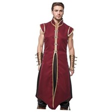 Men  s Medieval Viking Vest, Renaissance Sleeveless Tunic XX-Large-3X-Large Red