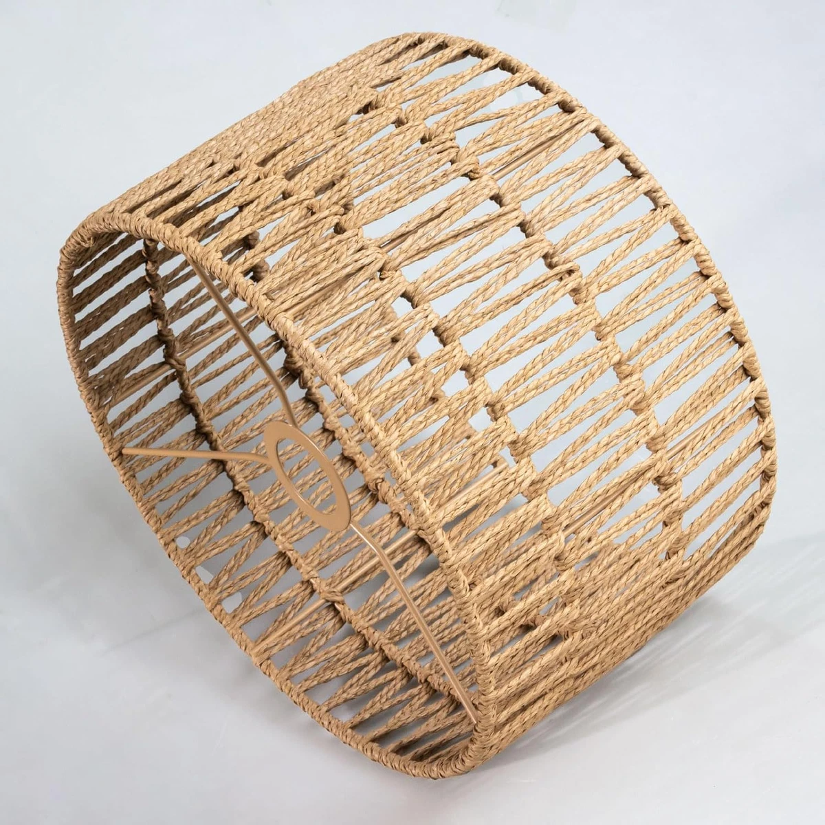 Paralume In Rattan Sintetico OSALADI Intrecciato - A Sospensione, Colore Marrone Chiaro, Attacco E27 - 4