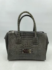 Mario Valentino Gray Croc Embossed Top Handle Handbag