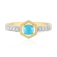 Cavill Damen Ring 925 Silber Vergoldet 0,27Ct TüRkis 8 Zirkone