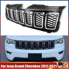 Front Upper Black Grille Grill W/ Chrome Trim For Jeep Grand Cherokee 2017-2021