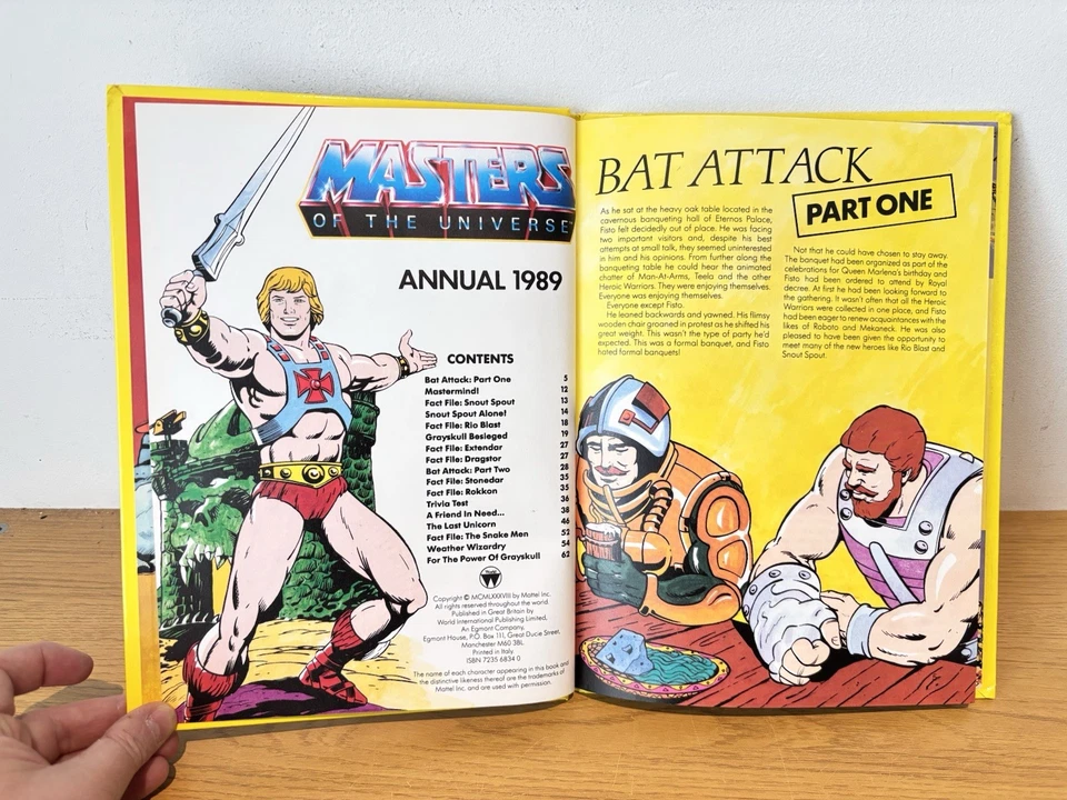 MASTERS OF THE UNIVERSE ANNUAL 1989 World International HE-MAN Mint Condition - Image 3 of 4