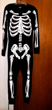 OLD NAVY One Piece Skeleton Pajama Black Button Up XS Tall Spandex Costume Wear