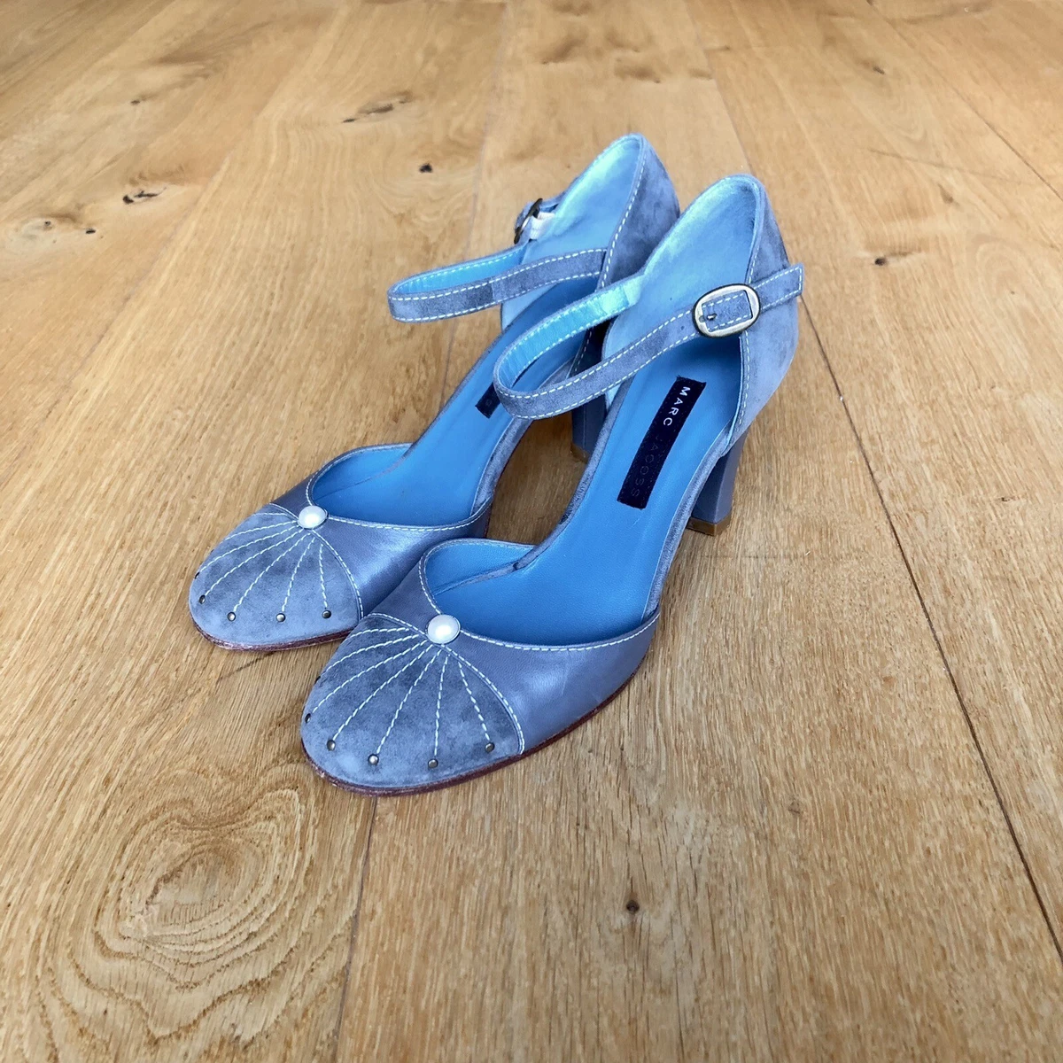 Grey heels with store ankle strap