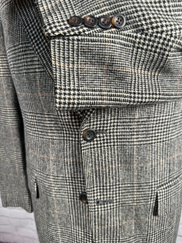 Abrigo Blazer Chaqueta 40S Abrigo Deportivo GRANT THOMAS Para Hombres Beige Tostado CAMELLO Glen Plaid Foto 4 de 4