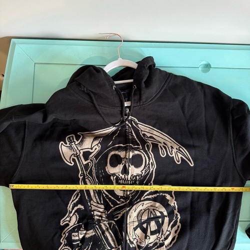 Sons of Anarchy Black and Cream Graphic Sweatshirt with Gothic Reaper Design - Picture 7 of 8