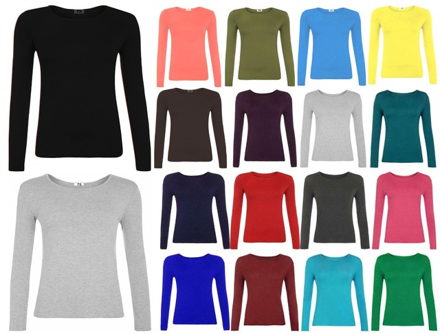 GIRLS TOP LONG SLEEVE T SHIRT KIDS PLAIN TOP CREW NECK SCHOOL PLAY UNIFORM 5-13 GIRLS TOP LONG SLEEVE T SHIRT KIDS PLAIN TOP CREW NECK SCHOOL PLAY UNIFORM 5-13