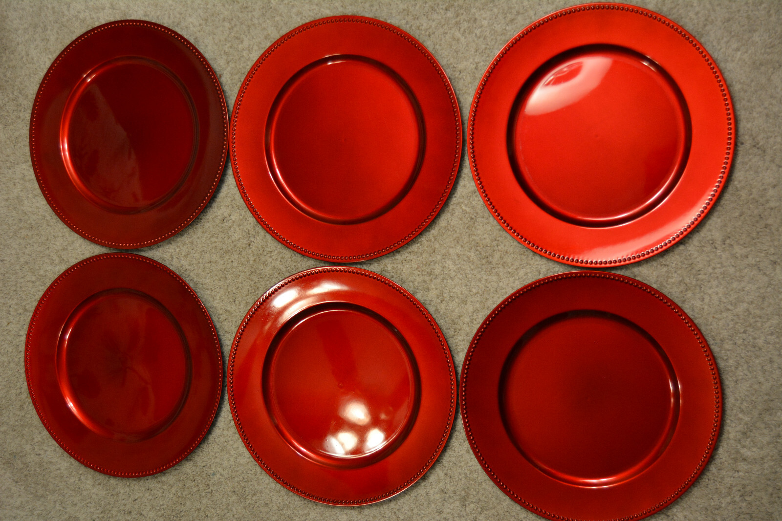 6 Red Ridged Design 13 Charger Plates Serving Trays Chargers Serving Platters For Sale Online Ebay