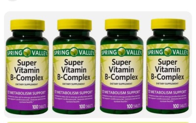 Spring Valley Super Vitamin B-Complex Tablets Dietary Supplement, 400 Count