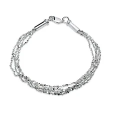 925 Silver High Polished Twisted Five Layer Diamond-Cut Chain Bracelet, 8 Inches