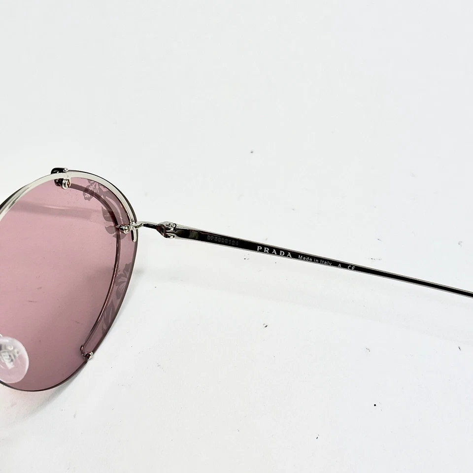 Gafas de sol PRADA ovaladas de metal 60U plata rosa espejo estampado de flores de hibisco PR60US Foto 3 de 4