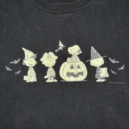 Peanuts SS Black Unisex Tee Glow-In-The-Dark Halloween Characters - Size 2XL - Picture 2 of 6