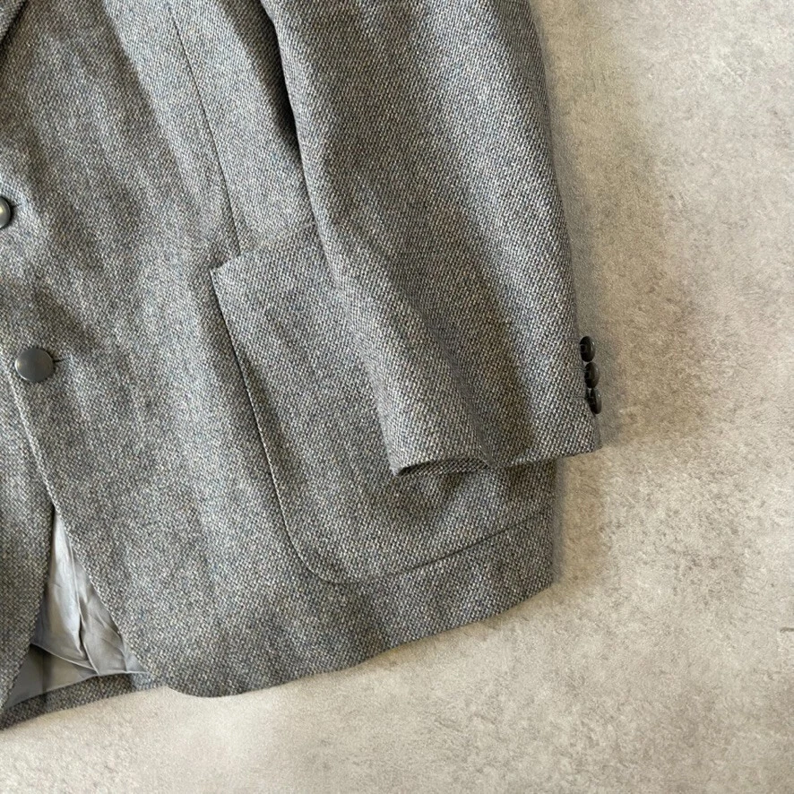 YvesSaintLaurent Blazer Mens 46" Wool Herringbone Vintage France Jacket, Grey - Image 4 of 4