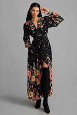 NWT ANTHROPOLOGIE Sz MP FOREVER THAT GIRL VIVIENNE PRINTED MAXI SHIRT DRESS