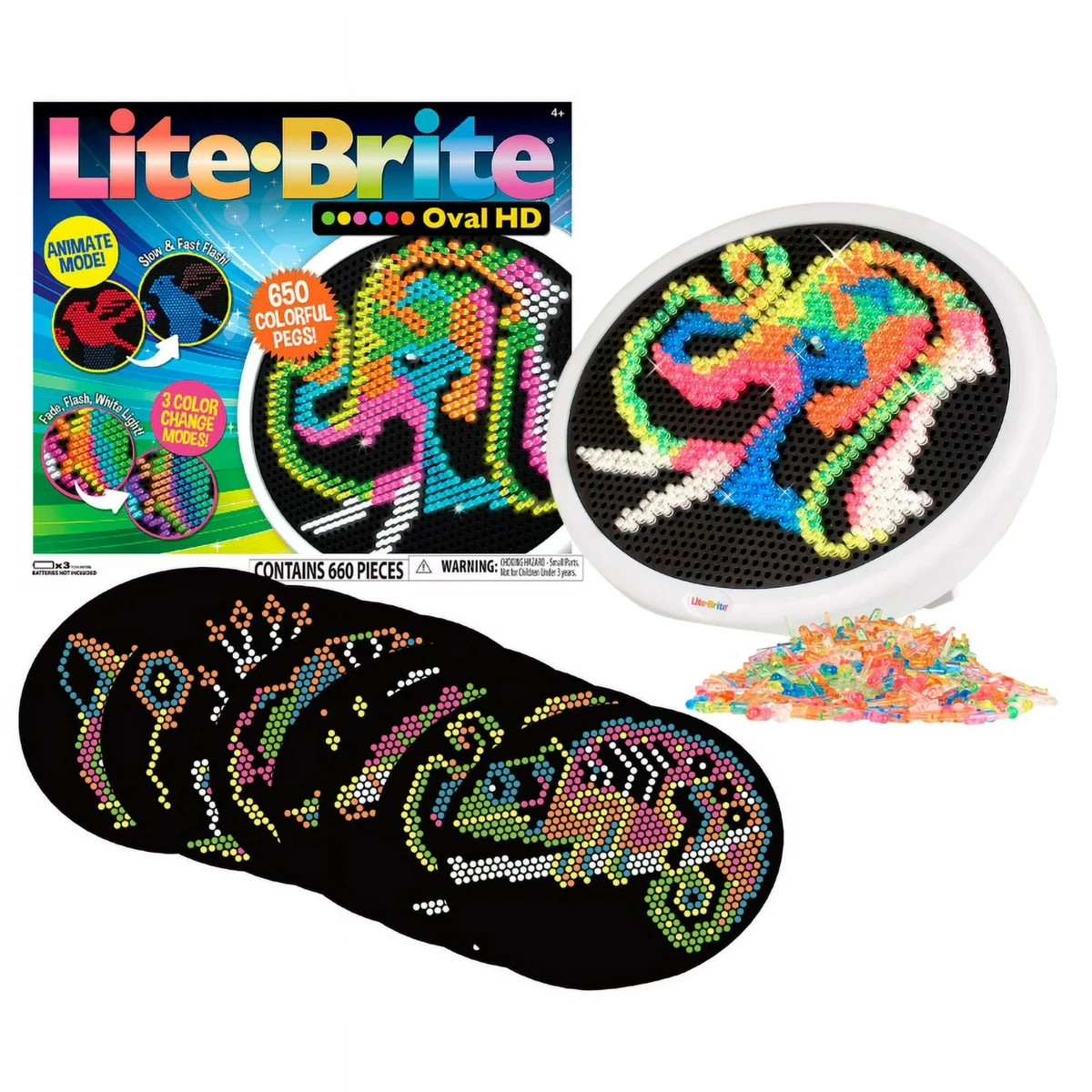 Lite Brite Oval HD Includes 650 Colorful Pegs 8 Design