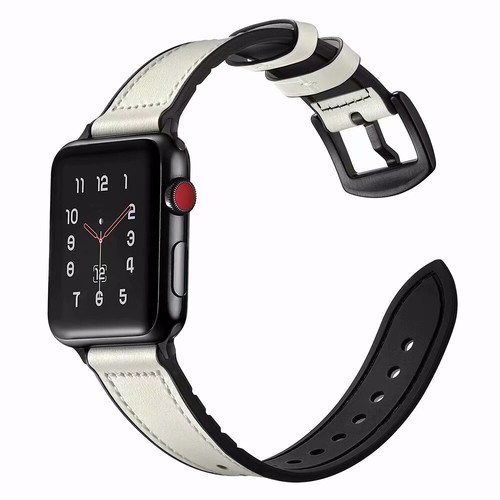 Soft Leather & Silicone Strap for Apple Watch 10 9 8 7 6 SE 40/44/41/45/42/46mm - Picture 28 of 30