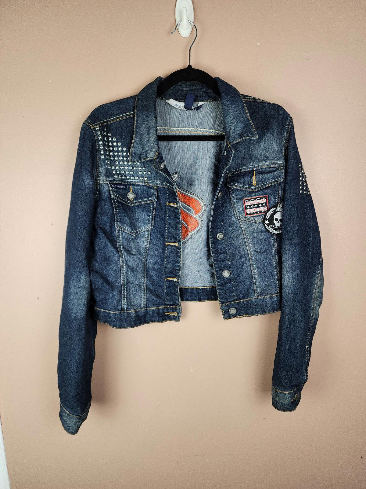 Vintage denim patchwork embroidered Rocawear jack… - image 2