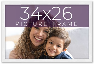 34x26 Frame White Real Wood Picture Frame Width 0.75 inches | Interior Frame Dep