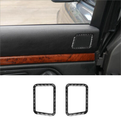 For BMW 5 Series E39 Carbon Fiber Car Interior Rear Door Speaker Cover Trim 2Pcs