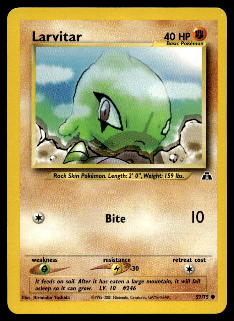 Larvitar 57/75 Pokemon Card Neo Discovery Common 40 HP Near Mint D5